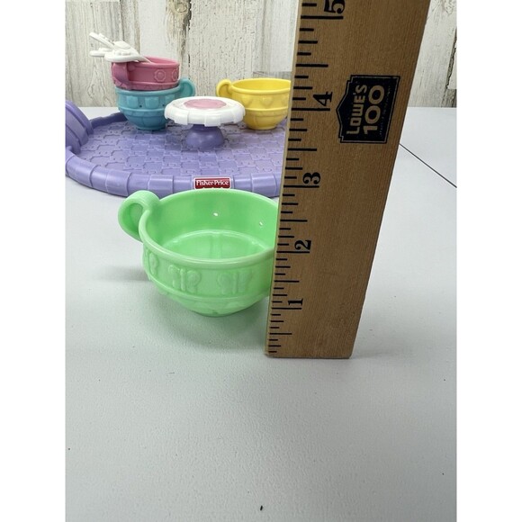 Vintage 2000 Fisher Price Musical Tea Set Dishes Cups Plates Spoons Platter - Picture 7 of 9